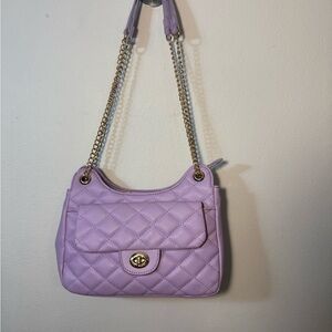 Lavender Quilted Chain Shoulder Bag